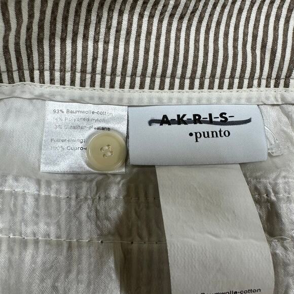Akris Punto NWOT Frankie Stripe Stretch Gabardine Trouser Pant Brown White Sz 2 - Picture 3 of 9
